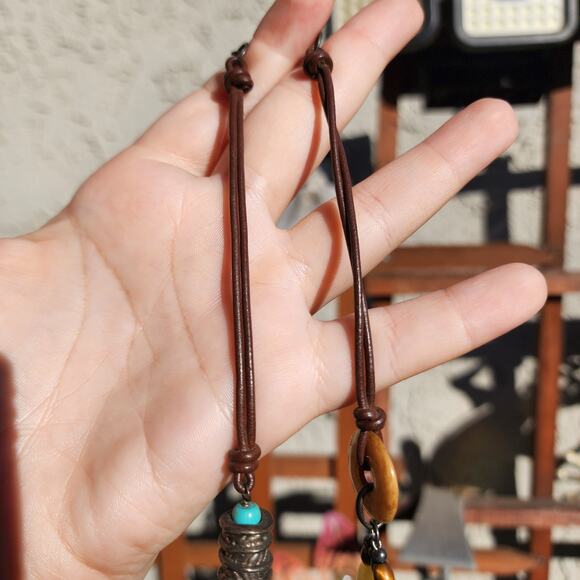 Silpada Turquoise Necklace N1858 Tigers Eye Calcite 925 Sterling Silver Leather - Picture 12 of 16